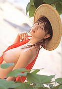 Huge breasts on Mika Kawai by beach