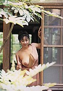 Outdoors Mariko Motoki shows breasts