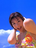 Open mouthed convivial Minori Aoi in bikini top